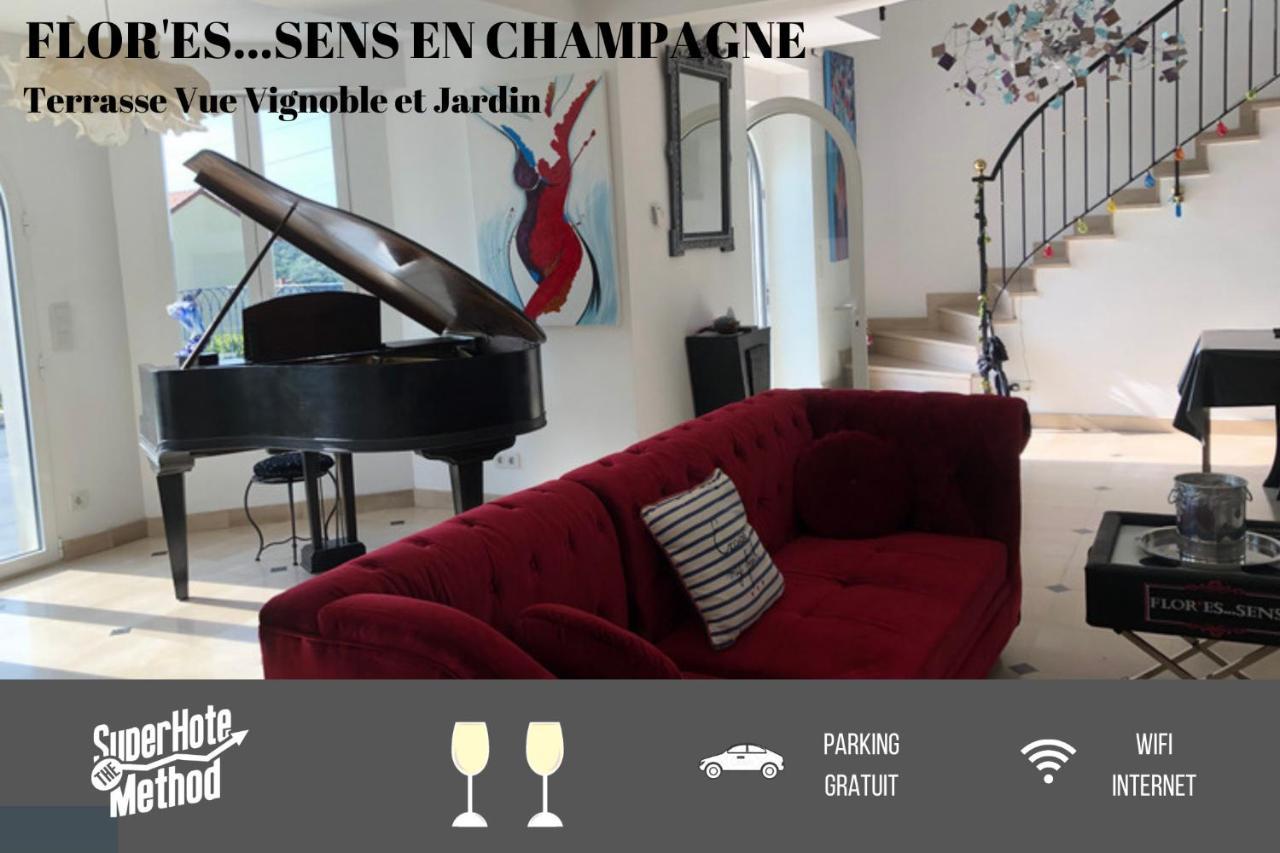 Villa Floressens En Champagne Terrasse Privative Sur Le Vignoble Fleury-la-Riviere Exterior foto